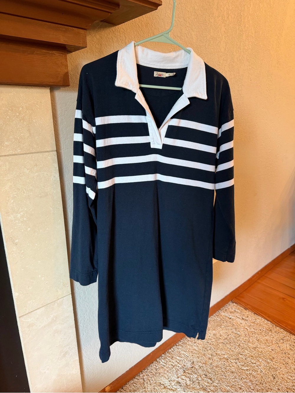 Faherty Navy Striped Longsleeve Rugby Dress